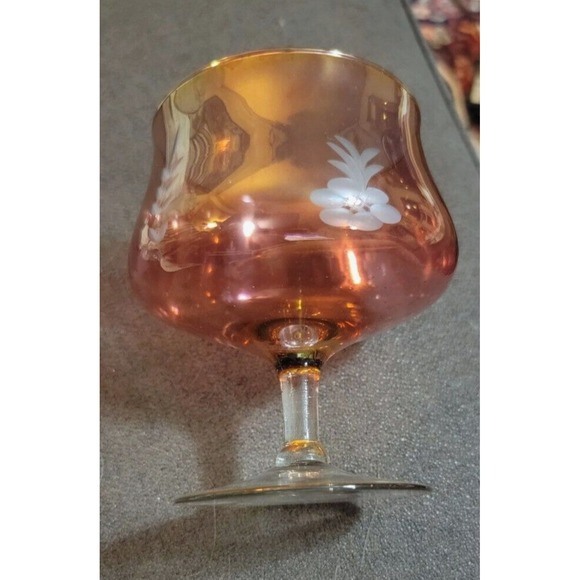 Shrimp Cocktail Chillers Set of 6 Rose Crystal Glasses w 22K Gold Trim & Etched - Picture 10 of 15